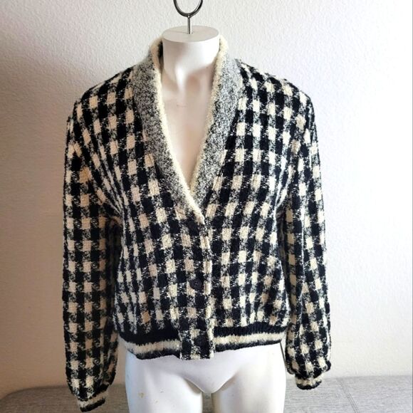 CANVASBACKS Checkered Wool Cardigan - Picture 1 of 8